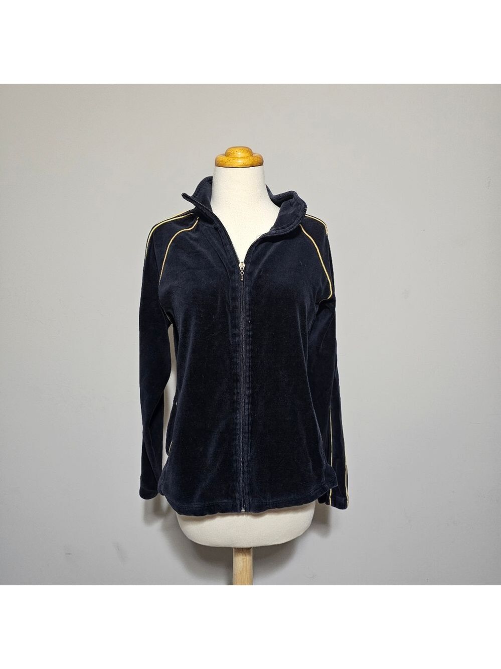 Silverwear NY Black Velour Tracksuit Set Gold Trim Y2K Large
